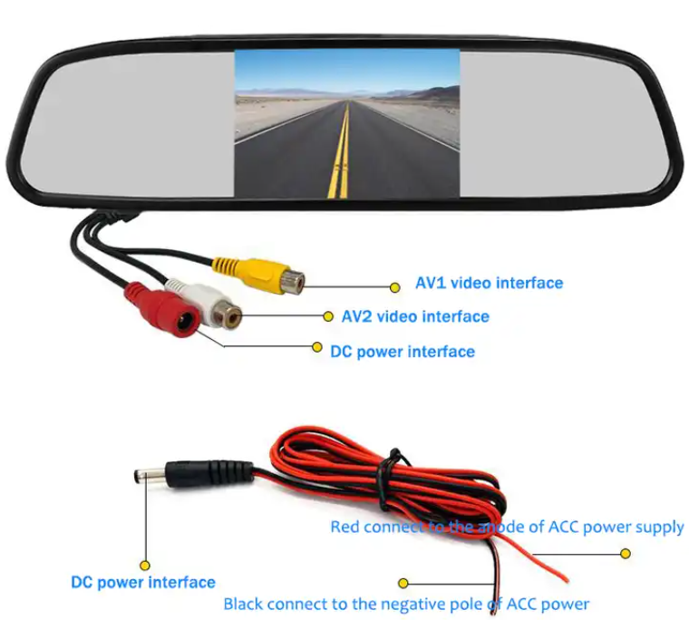 4.3" Mirror Monitor TFT LCD