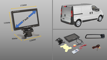 7" MP5 Monitor & Reverse Camera for Vauxhall Vivaro MK2, Renault Trafic MK2 2001-2014