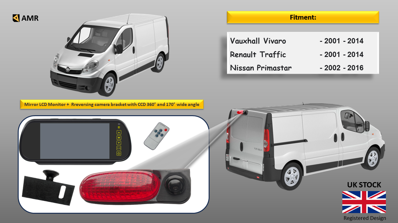 Reversing Camera & 7Inch Mirror Monitor For Vivaro, Trafic, Primastar 2001-2013