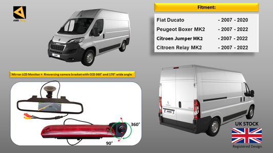 Reversing Camera & 4.3" Monitor For Peugeot Boxer, Citroen Relay, Citroen Jumper, Fiat Ducato 2007 - 2022