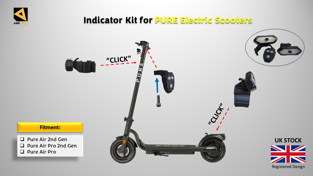 Indicator Kit for PURE Electric Scooters Pure Air 2nd Gen (Clear)