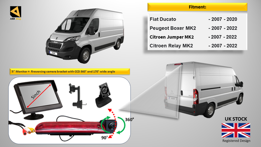 5" Monitor & Reverse Camera For Boxer, Citroen Relay, Citroen Jumper, Fiat Ducato 2007 - 2022