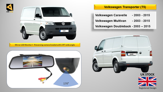 VW Transporter T5 T6 Van Bus Mirror Monitor Car Parking Rear View Camera Kit