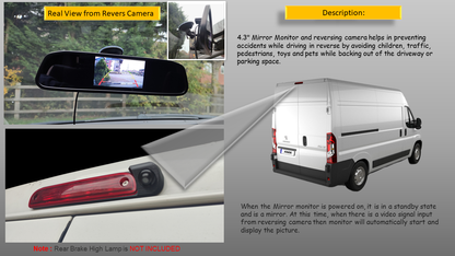 Reversing Camera & 4.3" Monitor For Peugeot Boxer, Citroen Relay, Citroen Jumper, Fiat Ducato 2007 - 2022