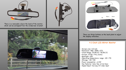 Reversing Camera & 4.3" Monitor For Peugeot Boxer, Citroen Relay, Citroen Jumper, Fiat Ducato 2007 - 2022